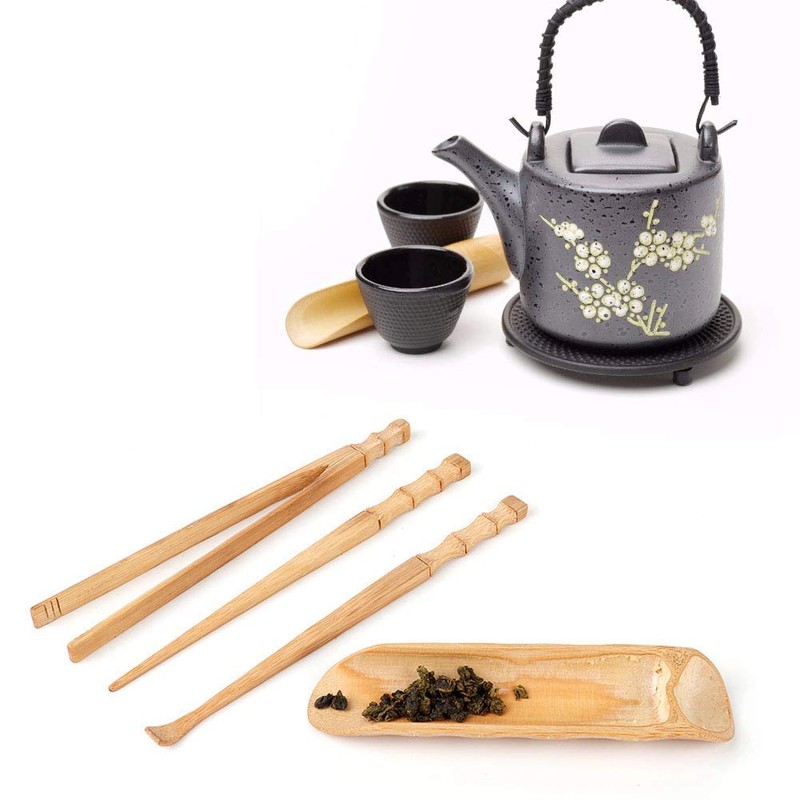 4 Pieces Tea Set Bamboo Natural Bamboo Tea Set Teaspoon