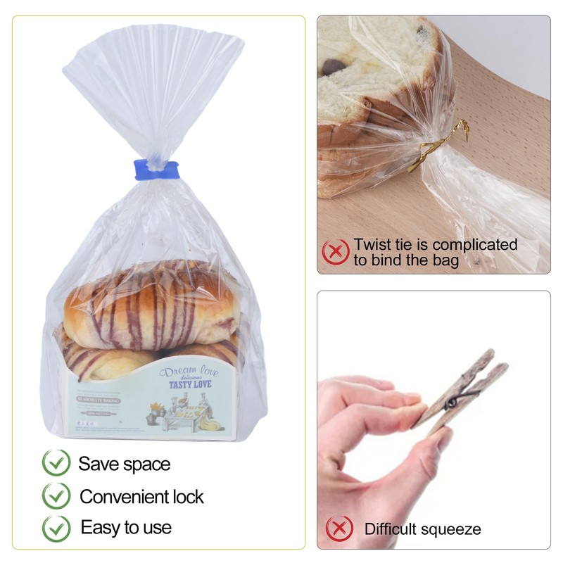 100 Pcs Reusable Plastic Bread Clips - Keep Your Food