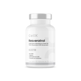CellX  Trans-Resveratrol 99 700 mg por porción con Quercetina, Pterostilbeno y BioPerine  60 Cápsulas  30 Porciones  Suplemento Alimenticio Vegano    