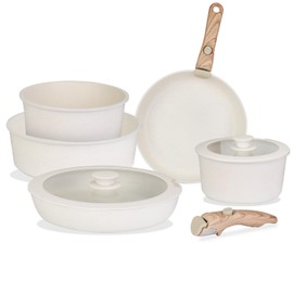 ChefPro 9Pcs Nonstick Aluminum Cookware Set with Detachable Handles