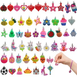 JYNXOR Loom Charms Pendant Set, 50 Pieces Loom Rubber Charms Pendant Necklace Bracelet Making Accessories Pendant for Children Boys Girls Bracelets DIY Rubber Bracelet Craft Necklaces Gift
