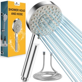 Magichome Magichome Duschkopf Wassersparend mit Schlauch 2M, mit 5 Strahlarten, Turbogeladenes Design Hochdruck , Handbrause Duschbrause fr Baden,ABS,Wei?,Chrom