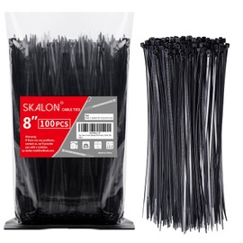 SKALON Zip Ties 8 inch (100 Pack), 40lbs Tensile Strength, Black Cable Ties, Wire Ties for indoor and outdoor use, by Skalon
