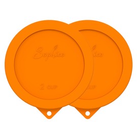 Sophico 2 Cup Round Silicone Storage Cover Lids Replacement for Anchor Hocking and Pyrex 7200-PC Glass Bowls (Container not Included) | Orange, 2 Pack |