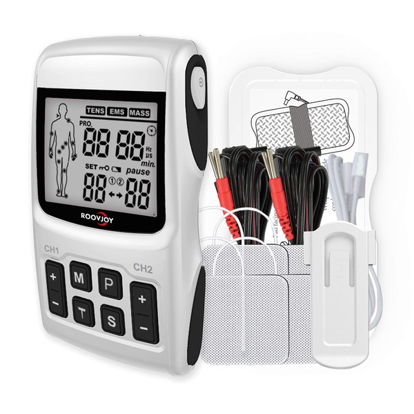 roovjoy Tens Unit EMS Muscle Stimulator Massager for Pain Relief Electrodes Therapy Tens Machine