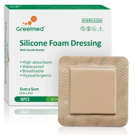 Silicone Foam Dressing 2x2 Inch with Border - 10 Pack Adhesive Waterproof Bandages for Wound - High Absorbency Big Foam Pad Bandaids - Medical Grade Wound Dressing