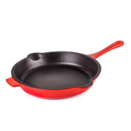Berghoff 2Pc Neo Enameled Cast Iron Cookware Set, Grill Pan 11 Inches, Fry Pan 10 Inches, Oven Safe Up To 400°F, Red
