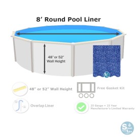 SmartLine® SmartLine 8' Round Overlap 25 Gauge Swimming Pool Liner - (Choose Pattern) - Sunlight