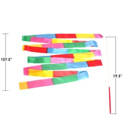 WedDecor Rhythmic Gymnastics Ribbons with Streamer Dance Rod Baton Twirling Exercise, Talent Shows, Artistic Dancing, Party Decoration Favors, Baton Art, Fun Activities, 4 Metres, Multi Colour, 1pc