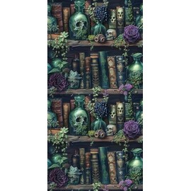 Aurellart Gothic Library Diamond Painting Kit, Dark Fantasy Bookshelf with Skulls, Roses and Succulents, Full Drill,Diamond Dots for Home Wall Decor 12x16 Inch