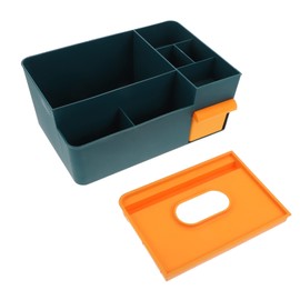Healeved 1pc Compartment Cosmetic Box Makeup Organizer for Tissue Storage Keys Items Stylish Household Accessory Tidy Desktop Blue Yellow