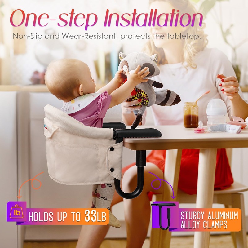 Hook on High Chair,Portable Foldable High Chair for Babies 6-36