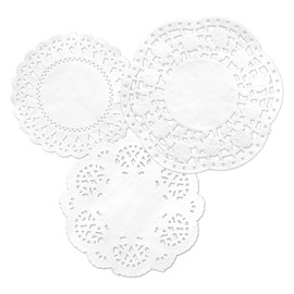 300 Sheets White Round Lace Paper Doilies Hollow Paper Cutouts Vintage Collage Paper Retro Deco Paper Thin Decoupage Paper 3 Small Sizes 3.5"/4"/4.5" for Scrapbooking Crafting Journal Planner (Doily)