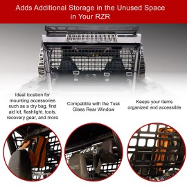Tusk Aluminum MOLLE Panel Rear Window Rack for Polaris RZR