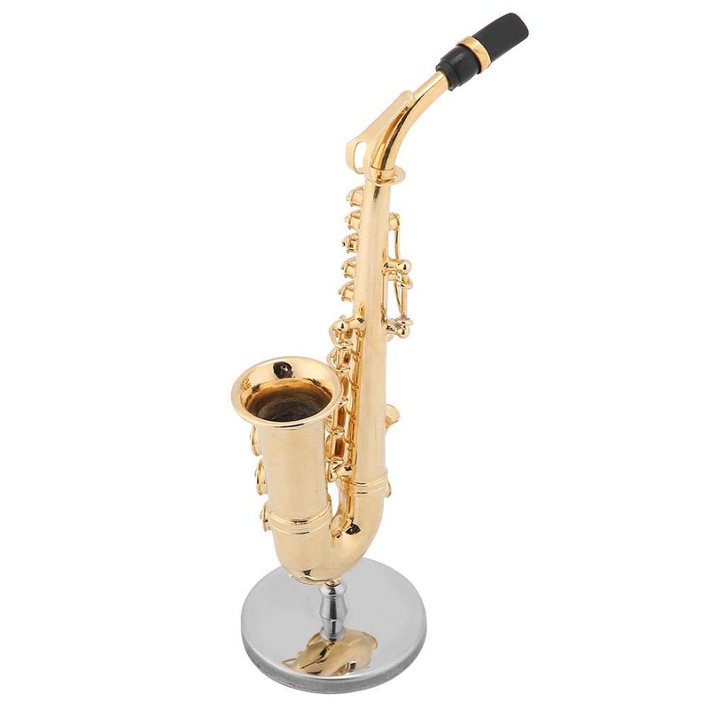 Saxophone Model, 14cm Miniature Alto Saxophone Replica with Stand and