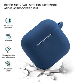 PowerDriver for AirPods 4 Case,Compatible with AirPods 4th Generation Case (2024), Soft Silicone Wireless Charging Protective Case Cover with Bracelet Keychain for Men and Women (Midnight Blue)
