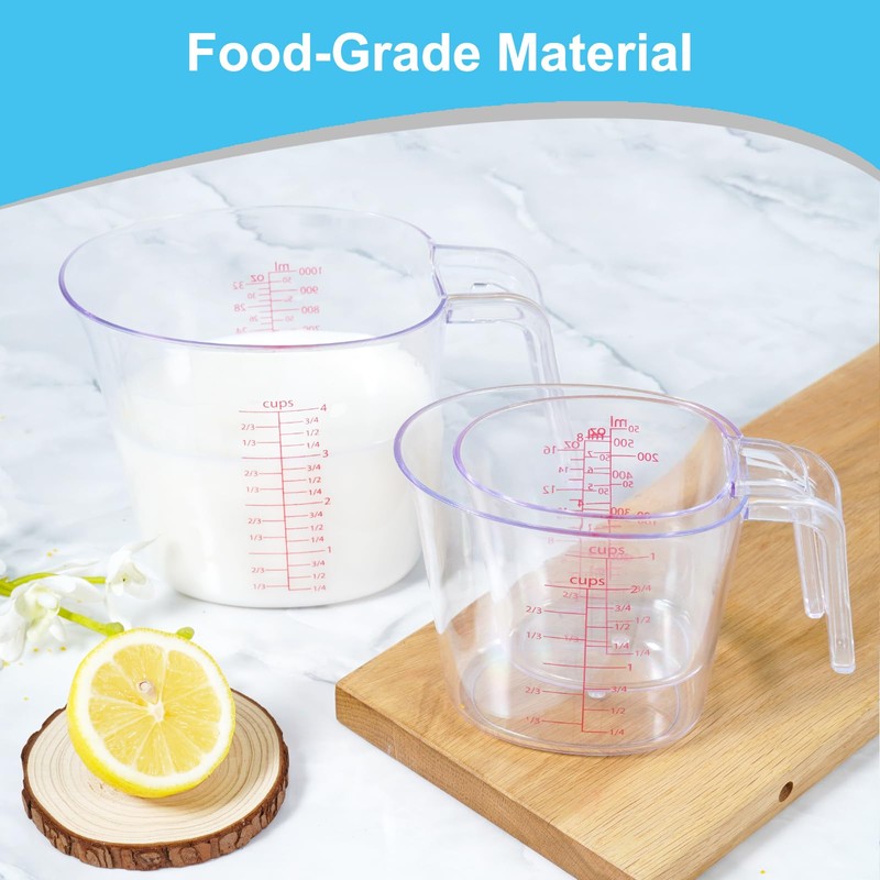 Recogwood 3-Piece Nesting Measuring Cups Set, BPA-Free Plastic Liquid Measuring