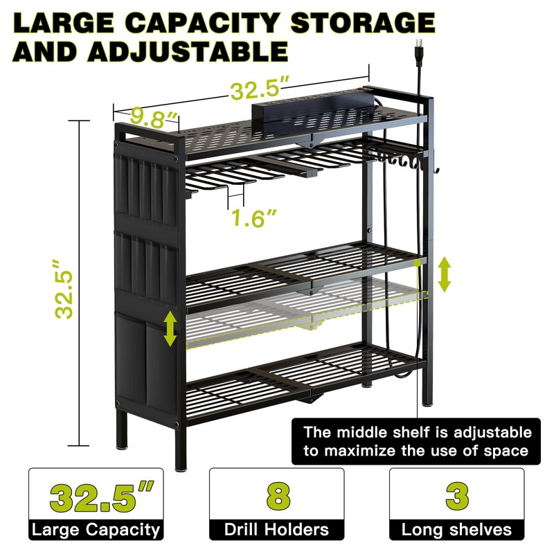 NattyDot Large Power Tool Organizer Cart with Charging Station 8
