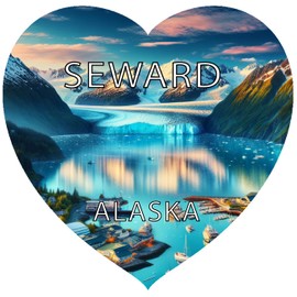 Seward Alaska Souvenir Heart Design Vinyl Decal Sticker 4-Inch
