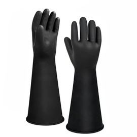ZaoKing 14" Chemical Resistant Gloves Heavy Duty Rubber Gloves Long Rubber Gloves Drain PPE Safety Work Gloves Gauntlets Latex Waterproof Work Gloves Resist Strong Acid, Alkali and Oil, Non-Slip