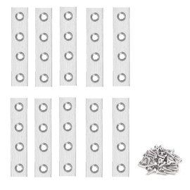 TERF® 10 Pcs Zinc Plated Solid Steel 125mm X 15mm Flat Mending Corner Brace Straight Plates Joining Connector Repair Plates Shelf Bracket with Fixing Screws for Use Wood, Furniture and Many Project