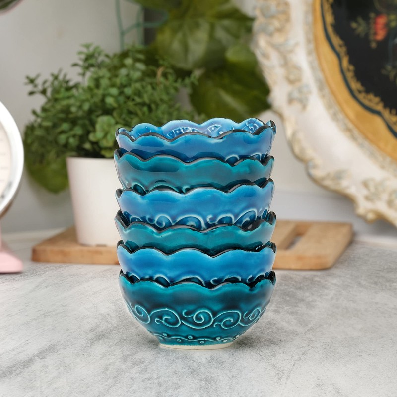BCS Ceramic Pinch Bowls Set of 6, Small Bowls for