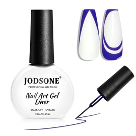 JODSONE 10ml Nail Art Gel Liner Dark Blue Gel Nail polish with Thin Brush Need U V Lamp Cured at Home DIY Gift for Girls