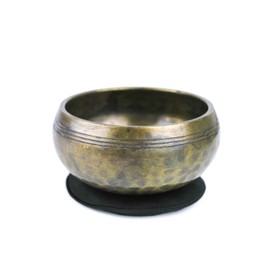 Klangschalen-Set in antiker Optik, inkl. schwarzer Unterlage sowie einem Holz-/ Lederklöppel -5054-L-