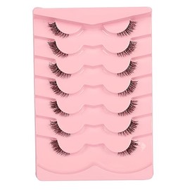 Pestañas Postizas Corto Natural Media Pestañas Wispy Clear Band Cat Eye Lashes Pack 3D Faux Mink 3/4 Pestañas 1 Recuento (Paquete de 7)
