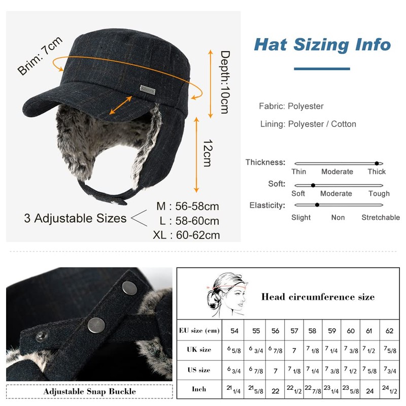 Jeff & Aimy Unisex Earflap Winter Warm Fur Hat for