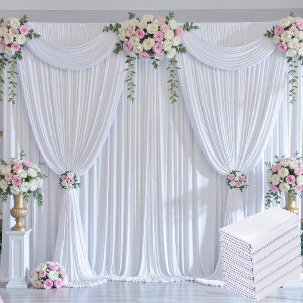 30ftx10ft Wrinkle Free White Backdrop Curtains for Party Background, Silky