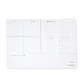 russell+hazel Weekly Notepad, White with Gilded Edges, 80 Sheets, 10” x 7”