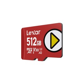 Lexar Play Micro SD Card 512GB, microSDXC UHS-I Card, up to 205MB/s read, 140MB/s write, Class 10, U3, V30, A2, 4K Video, High-Speed Memory Card for Switch/Portable Gaming Devices/Smartphones