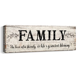 Family Signs Wall Decor Quote Words Wall Plaques Family Framed Wall Art Vintage Retro Artwork Decoration for Bedroom Living Room Home (8 X 24 inch)