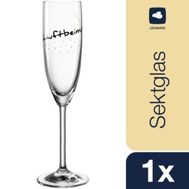 Leonardo Presente Champagne Glass Läuftbeimir, 1 Piece, Dishwasher Safe Prosecco Glass, Champagne Goblet with Lettering, Gift Idea, 200 ml 044518
