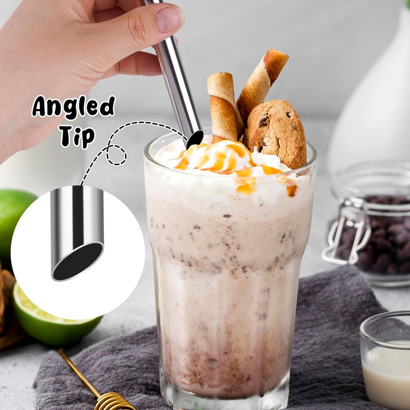 NiHome Extra Wide Reusable Stainless Steel Drinking Straws, Pack of