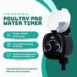 Poultry Pro Water Timer | Electronic Water Timer for Garden Hose with Duration and Frequency | Automatic Water Control for Poultry Pro Waterer System | Batteries not Included, Takes 2 AAA Batteries