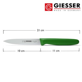 GIESSER seit 1776 - Made in Germany - Gemüsemesser 10 cm Veggie, grün, nachhaltiger Griff, rutschfest, kleines Küchenmesser rostfrei, scharfes Messer für gesunde Küche