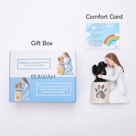 Seawah Dog Memorial Gifts for Loss of Dog - Sympathy Gifts for Dog Lover - Hand-Painted Angel Dog Candle Holder Figurine Statue for Women&Dog Mom - Pet Remembrance Gifts for Dog Passing Away(Black)