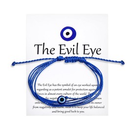 Handmade Evil Eye Colorful Adjustable Braided Thread String Bracelet Friendship Couple Sideways Lightweight Rope Amulet Turkish Lucky Protection Jewerly for Women Men-blue
