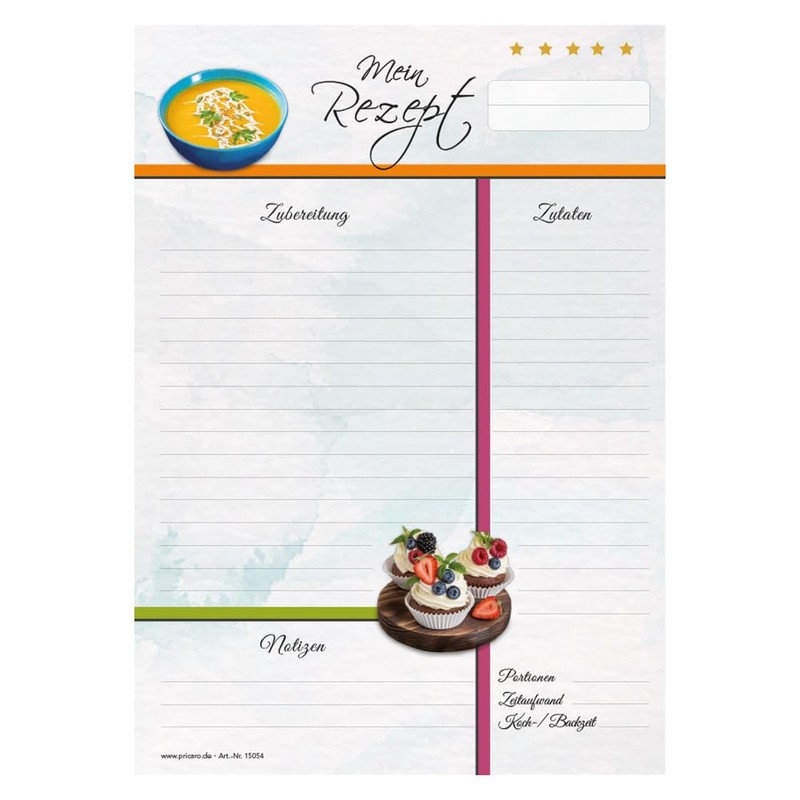PRICARO Delicious Recipe Pad A4 25 Sheets (Pack of 3)