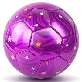 Champhox Size 4 Glitter Soccer Ball for Girls, TPU Leather Outdoor Recreation Ball, Perfect Birthday/Christmas Gifts