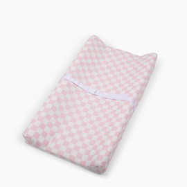 Bolton Baby Co. Checkered Muslin Fitted Changing Pad Covers | Diaper Changing Pad Sheets | 100% Extra-Soft Breathable Cotton | for Girls and Boys | Pack of 2 (Bubblegum)