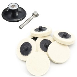 10Pcs Wool Felt Polishing Pads, 2" Compressed Wool Fabric Disc Buffing Wheels with 1/4 Inch Rod Disk for Grinding, Sanding and Cleaning