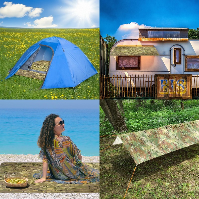 Tencen Tent Sheet, Camouflage, Ground Sheet, Waterproof, Thick, Durable, High