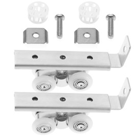 SG Store 1 Set Sliding Door Wheels Wheels Stainless Steel 4 Wheel Slide Rail Wheel Hanger Ball Bearing Pulley for Wardrobes Cabinets Furniture Fittings