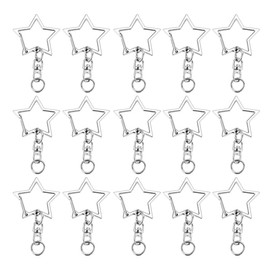 Operitacx 48 Pcs Star Shaped Key Chain, Zinc AlloyKeychain with Flat Ring, Metal Keyring for Women, Friends, Christmas, Birthda