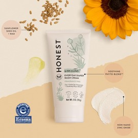 The Honest Company Hypoallergenic Diaper Rash Cream | Moisturizing + Calming Zinc Oxide Ointment | NEA Recognized, Cruelty Free | Value Size, 6 oz