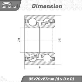 Parts and Parts Angular Contact Ball Bearing 3207 c3 35 x 72 x 27 mm, DIN 628, Double Row, Low Friction, Sealed Bearing for Radial & Axial Loads, Ideal for Industrial and Automotive Applications