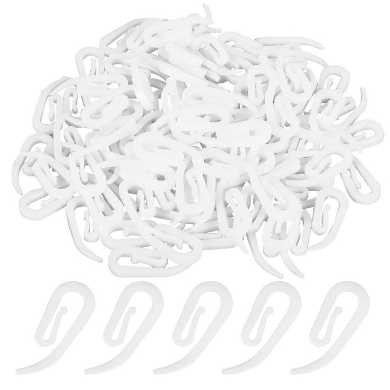 White Plastic Curtain Hooks for Window Curtain, Door Curtain and